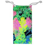 Fluorescent Yellow Smoke Tree With Pink Hydrangea Jewelry Bag Front