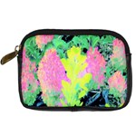 Fluorescent Yellow Smoke Tree With Pink Hydrangea Digital Camera Leather Case Front