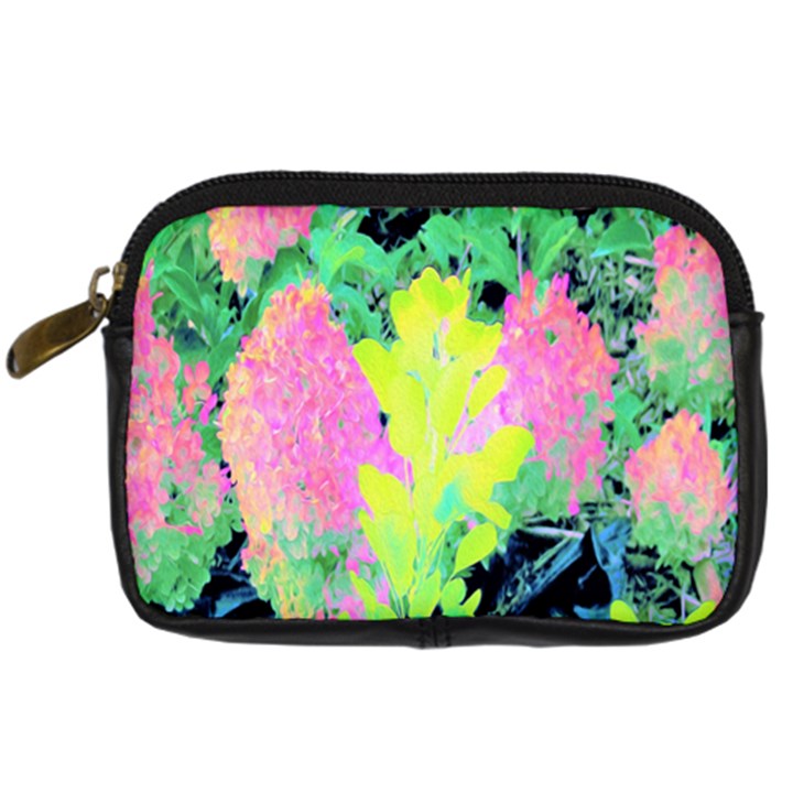 Fluorescent Yellow Smoke Tree With Pink Hydrangea Digital Camera Leather Case