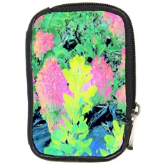 Fluorescent Yellow Smoke Tree With Pink Hydrangea Compact Camera Leather Case by myrubiogarden