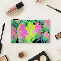 Fluorescent Yellow Smoke Tree With Pink Hydrangea Cosmetic Bag (small) by myrubiogarden