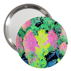 Fluorescent Yellow Smoke Tree With Pink Hydrangea 3  Handbag Mirrors by myrubiogarden