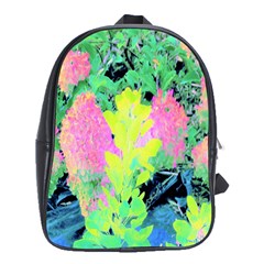 Fluorescent Yellow Smoke Tree With Pink Hydrangea School Bag (xl) by myrubiogarden