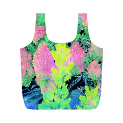 Fluorescent Yellow Smoke Tree With Pink Hydrangea Full Print Recycle Bag (m) by myrubiogarden