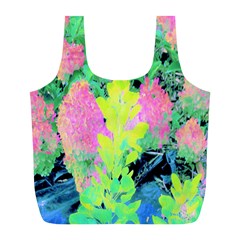 Fluorescent Yellow Smoke Tree With Pink Hydrangea Full Print Recycle Bag (l) by myrubiogarden