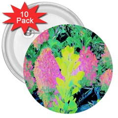 Fluorescent Yellow Smoke Tree With Pink Hydrangea 3  Buttons (10 Pack)  by myrubiogarden