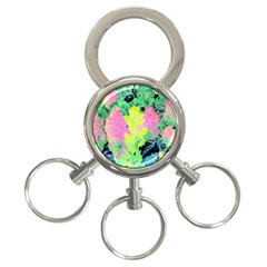 Fluorescent Yellow Smoke Tree With Pink Hydrangea 3-ring Key Chains by myrubiogarden