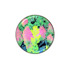 Fluorescent Yellow Smoke Tree With Pink Hydrangea Hat Clip Ball Marker by myrubiogarden