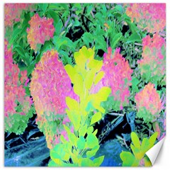 Fluorescent Yellow Smoke Tree With Pink Hydrangea Canvas 20  X 20  by myrubiogarden