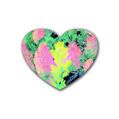 Fluorescent Yellow Smoke Tree With Pink Hydrangea Heart Coaster (4 Pack)  by myrubiogarden