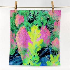 Fluorescent Yellow Smoke Tree With Pink Hydrangea Face Towel by myrubiogarden