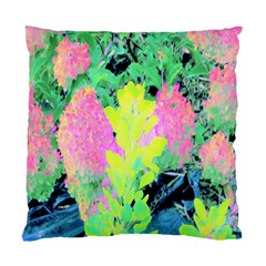 Fluorescent Yellow Smoke Tree With Pink Hydrangea Standard Cushion Case (two Sides) by myrubiogarden