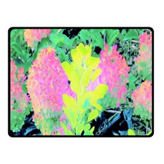 Fluorescent Yellow Smoke Tree With Pink Hydrangea Fleece Blanket (small) by myrubiogarden