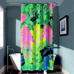 Fluorescent Yellow Smoke Tree With Pink Hydrangea Shower Curtain 36  X 72  (stall)  by myrubiogarden