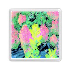 Fluorescent Yellow Smoke Tree With Pink Hydrangea Memory Card Reader (square) by myrubiogarden