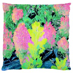 Fluorescent Yellow Smoke Tree With Pink Hydrangea Standard Flano Cushion Case (one Side) by myrubiogarden