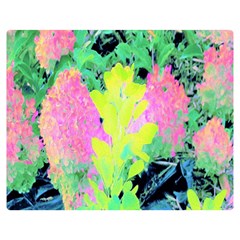 Fluorescent Yellow Smoke Tree With Pink Hydrangea Double Sided Flano Blanket (medium)  by myrubiogarden