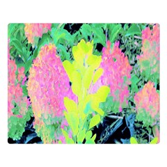 Fluorescent Yellow Smoke Tree With Pink Hydrangea Double Sided Flano Blanket (large)  by myrubiogarden