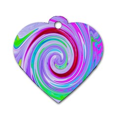 Groovy Abstract Red Swirl On Purple And Pink Dog Tag Heart (one Side) by myrubiogarden