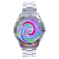 Groovy Abstract Red Swirl On Purple And Pink Stainless Steel Analogue Watch by myrubiogarden