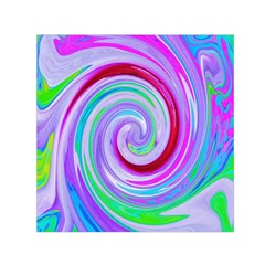 Groovy Abstract Red Swirl On Purple And Pink Small Satin Scarf (square) by myrubiogarden