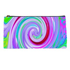 Groovy Abstract Red Swirl On Purple And Pink Pencil Cases by myrubiogarden