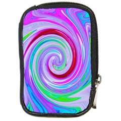 Groovy Abstract Red Swirl On Purple And Pink Compact Camera Leather Case by myrubiogarden