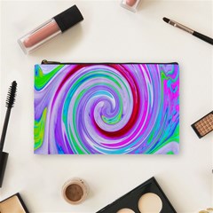 Groovy Abstract Red Swirl On Purple And Pink Cosmetic Bag (medium) by myrubiogarden