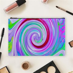 Groovy Abstract Red Swirl On Purple And Pink Cosmetic Bag (large) by myrubiogarden