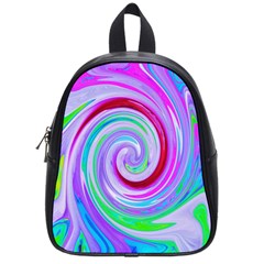 Groovy Abstract Red Swirl On Purple And Pink School Bag (small) by myrubiogarden