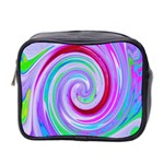 Groovy Abstract Red Swirl On Purple And Pink Mini Toiletries Bag (Two Sides) Front