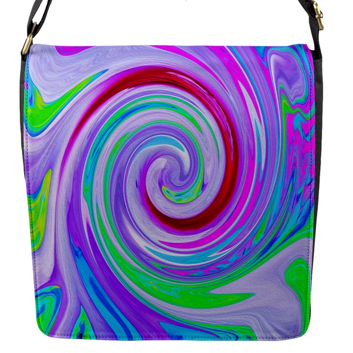 Groovy Abstract Red Swirl On Purple And Pink Flap Closure Messenger Bag (S)