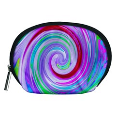 Groovy Abstract Red Swirl On Purple And Pink Accessory Pouch (medium) by myrubiogarden