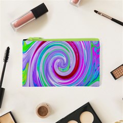 Groovy Abstract Red Swirl On Purple And Pink Cosmetic Bag (xs) by myrubiogarden