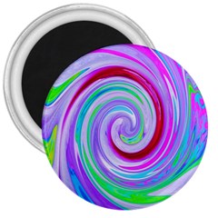 Groovy Abstract Red Swirl On Purple And Pink 3  Magnets by myrubiogarden