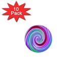 Groovy Abstract Red Swirl On Purple And Pink 1  Mini Buttons (10 pack)  Front