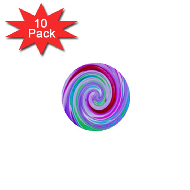 Groovy Abstract Red Swirl On Purple And Pink 1  Mini Buttons (10 pack) 