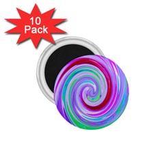 Groovy Abstract Red Swirl On Purple And Pink 1 75  Magnets (10 Pack)  by myrubiogarden