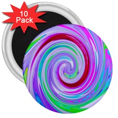 Groovy Abstract Red Swirl On Purple And Pink 3  Magnets (10 Pack)  by myrubiogarden