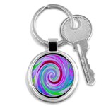 Groovy Abstract Red Swirl On Purple And Pink Key Chains (Round)  Front