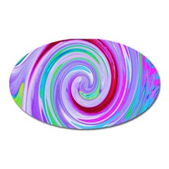 Groovy Abstract Red Swirl On Purple And Pink Oval Magnet by myrubiogarden