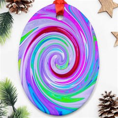 Groovy Abstract Red Swirl On Purple And Pink Oval Ornament (two Sides) by myrubiogarden