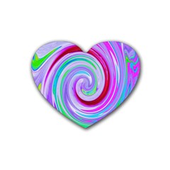 Groovy Abstract Red Swirl On Purple And Pink Rubber Coaster (heart)  by myrubiogarden