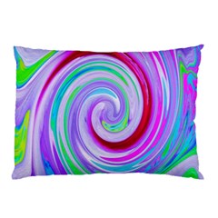 Groovy Abstract Red Swirl On Purple And Pink Pillow Case by myrubiogarden