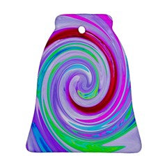 Groovy Abstract Red Swirl On Purple And Pink Bell Ornament (two Sides) by myrubiogarden