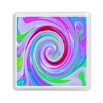 Groovy Abstract Red Swirl On Purple And Pink Memory Card Reader (Square) Front