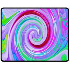 Groovy Abstract Red Swirl On Purple And Pink Double Sided Fleece Blanket (medium)  by myrubiogarden