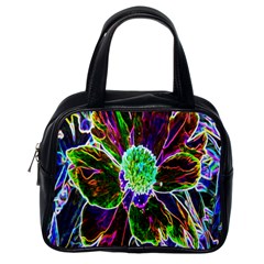 Abstract Garden Peony In Black And Blue Classic Handbag (one Side) by myrubiogarden