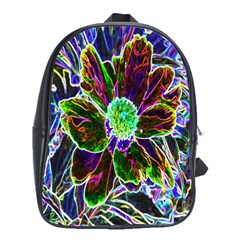 Abstract Garden Peony In Black And Blue School Bag (large) by myrubiogarden