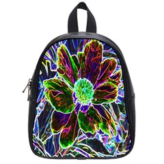 Abstract Garden Peony In Black And Blue School Bag (small) by myrubiogarden